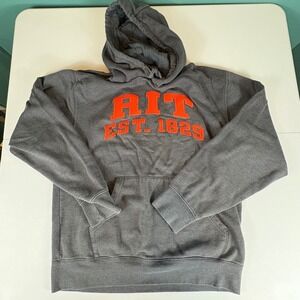 Vintage JanSport RIT Hoodie Men's Medium Gray Pullover Rochester Institute